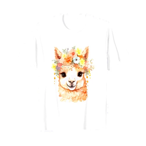 Alpaca and llama with flowers Designs Alpaca with flowers, cute alpaca and llama T-Shirt