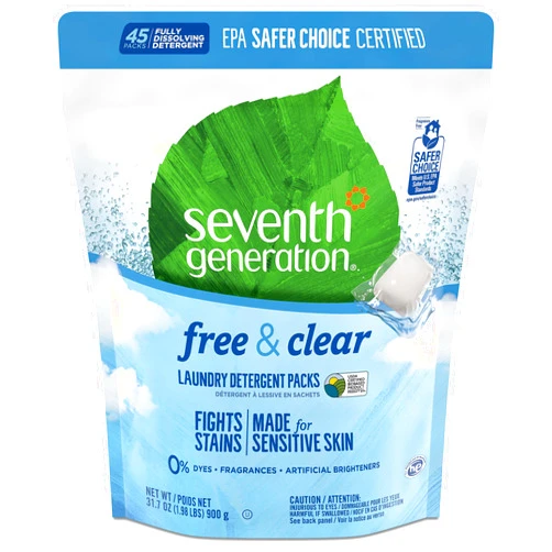 Seventh Generation Free & Clear Laundry Detergent Packs Fragrance Free 45 count