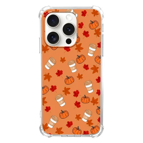 KatocZarl Autumn Coffee Pumpkin Maple Leaf Case Compatible with iPhone 16 Pro Max, Cool Trendy Design Slim Shockproof TPU Bumper Protective Cover Case for iPhone 16 Pro Max