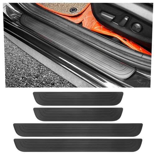 Carleef 4PCS Car Door Sill Protector,Anti-Scratch Rubber Car Door Protector Edge Guards for Door Steps,Universal Waterproof Door Threshold Strips Exterior Accessories for Car Truck SUV (Black, Width 2.36