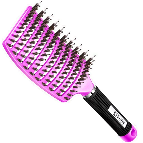 KTKUDY Detangling Brush Boar Bristle Hairbrush for Adult & Kids Wet or Dry Hair - KTKUDY Detangler Hair brush Getting Knots Out without Pain - Adds Shine and Makes Hair Healthier