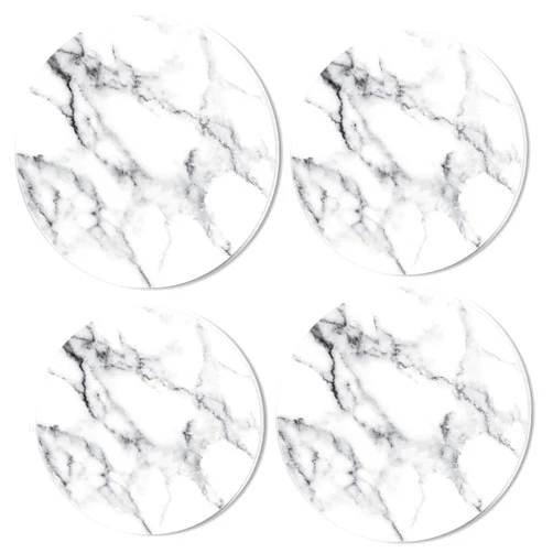 BaHomeck Gas Stove Burner Covers Set of 4,Round Classic White Marble Electric Stove Burner Covers,Metal Stove Burner Cover,8 inches and 10 inches, Protecting Gas Stoves,Kitchen Decor
