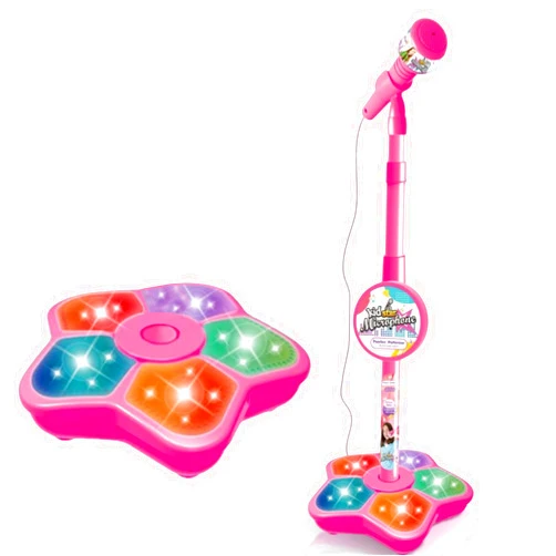 Kowgical Microphone Toy, 2026 New Adjustable Microphone with Stand, Speaker & Colorful Lights, Funny Music Microphones Toy for Teenager, Birthday Gifts for Music Play Singers