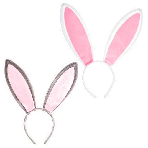 Gvhntk 2Pcs Bunny Ears Headband Plush Easter Rabbit Ears Hair Hoop For Easter Halloween Party Supplies Cosplay Dress Up Accessories Decor Outdoor for Kids and Adults（White+Pink+Grey）