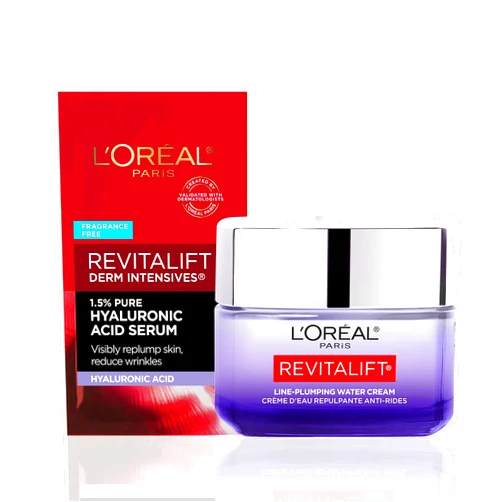 L’Oreal Paris L'Oreal Paris Revitalift Moisturizer, Hyaluronic Acid Water Cream with Ceramides, Deeply Hydrating, Fragrance Free 1.7 oz + Serum Sample