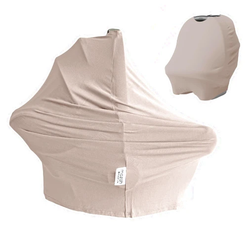 MOZAH Baby Multi-Use Cover: 9-in-1 Car Seat Covers Canopy Cover, Breathable Breastfeeding Cover, Stroller Cover & More, Boys & Girls Shower Gifts (Warm Taupe)