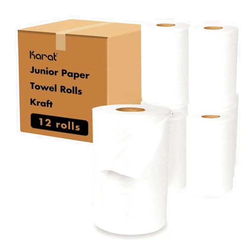 Karat JS-RTW350 Junior Paper Towel Roll, White (Pack of 12)
