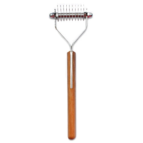 Mars Coat King Blunt Dematting Undercoat Grooming Rake Stripper Tool for Dogs and Cats, Stainless Steel with Wooden Handle, Made in Germany, 10-Blade