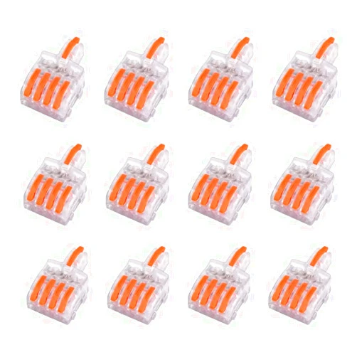 YIYIMIMO 12 PCS Lever Wire Nut Connectors, Quick Wiring Cable Connector Push-in Conductor Terminal Block, 1 in 4 Out Wire Connectors for 28-12 AWG