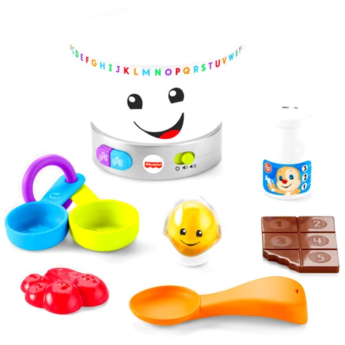 Fisher-Price Baby Learning Toy Laugh & Learn Magic Color Mixing Bowl with Pretend Food Music & Lights for Ages 6+ Months