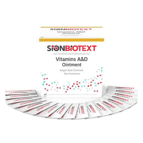 SION BIOTEXT A and D Ointment By Sion Biotext Baby Diaper Rash Vitamin A + D Original Healing Cream Medical Moisturizer Intensive Therapy For Dry & Irritated Skin, Cuts, Burns Soothing Baby Care 144 packets