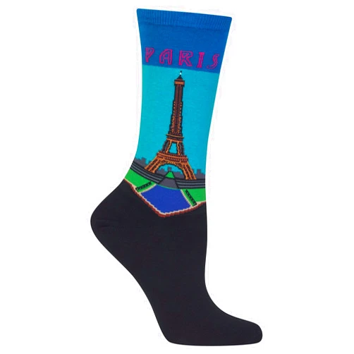 Hot Sox Women's Fun Travel & Cities Crew Socks-1 Pair Pack-Cool & Artistic Novelty Fashion Gifts, Paris (Dark Blue), 4-10