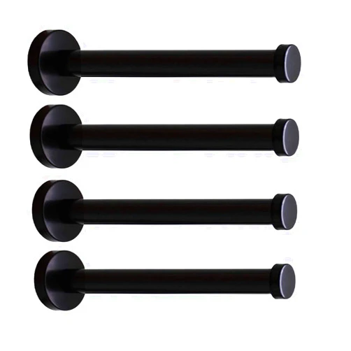 NELXULAS Classic Black Stainless Steel Heavy Duty Wall Mount Hooks, Bath Towel Hooks, Coat Hanger, Handbag Hooks, 4 in Pack (8