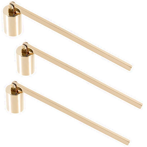 ZEONHEI 3 PCS 6.3 Inch Candle Snuffer Accessory, Stainless Steel Golden Candle Extinguisher with Long Handle and Straight Tube, Candlesnuffers Extinguish Candle Wicks for Tea Light Candles