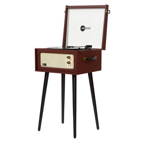 Arkrocket Discovery II 3-Speed Bluetooth Record Player Retro Console Turntable with Built-in Speakers and Removable Legs (Brown)