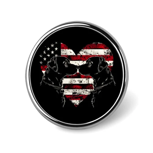 MHXYZHW11757 Labrador Dog Lover U.S. Flag Fashion Badge Brooch Pin Round Lapel Tie Pin Decor for Men Women Costume Accessory