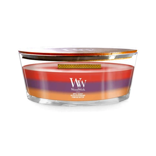 Woodwick Ellipse Scented Candle, Autumn Harvest Trilogy, 16oz | Up to 50 Hours Burn Time