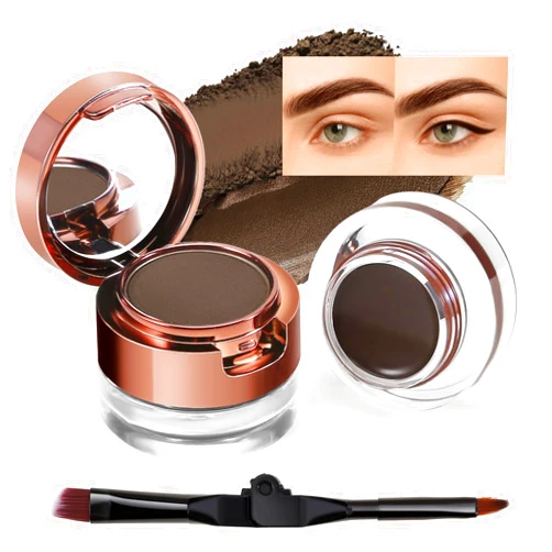 AFGHOUZ Cream Eyebrow Duo Kit, Brow Powder and Eyeliner Gel, Eye Brow Pomade Waterproof Highly Pigmented, Filler Thicker Brows, with Dual Head Brush