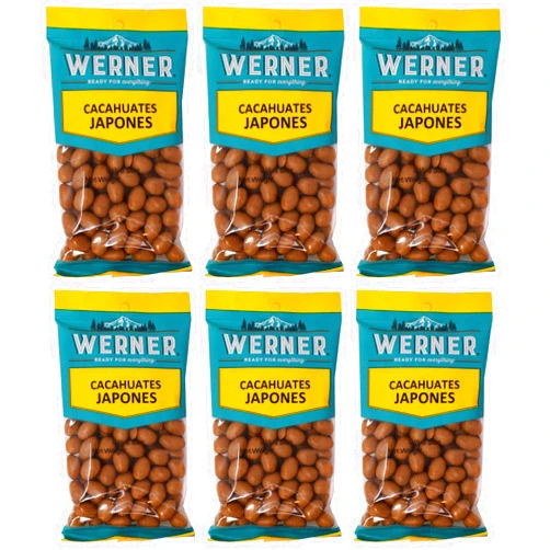 Werner Cacahuates Japoneses Mexicanos – Mexican Japanese Peanuts Coated Peanuts 5.5 Ounce (Pack of 6)