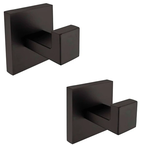 Nolimas 2 Pack Matte Black Towel Hook Stainless Steel Bathroom Rustproof Clothes Towel Coat Hook Wall Mounted Square Toilet Kitchen Heavy Duty Door Hanger