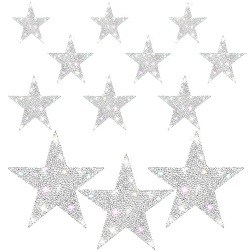 KALIONE 12 Pieces Rhinestone Car Stickers Glitter Star Stickers, Self-Adhesive Crystal Car Stickers, Bling Star Decals Auto Decals Stickers Decoration for Cars Bumper Window Laptops Luggage