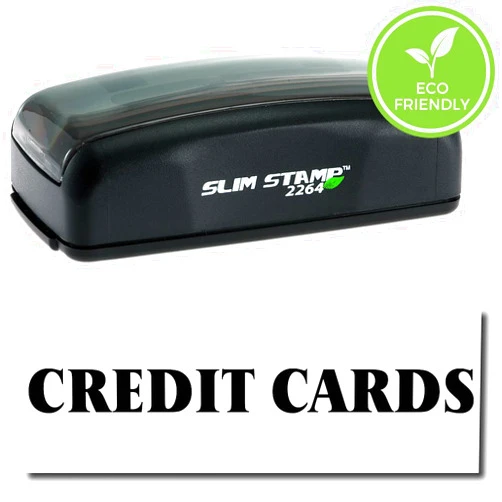 Slim Style Stock Message Stamp - Pre-Inked Credit Cards Stamp with Red Ink, Ideal for Credit Analysts - Long-Lasting 1/2 x 1-1/2 Size - Ideal for Financial Institutions, Credit Card Companies, and Analysts