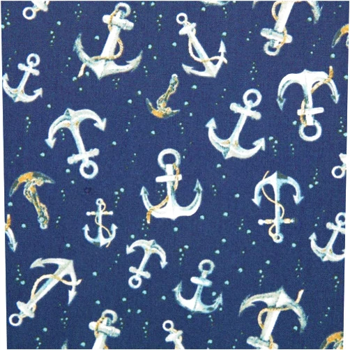 Timeless Treasures Fabrics Dear Stella navy blue cotton fabric with vintage anchors intertwined with ropes and water bubbles nautical themed (per 0.5 yard)Q