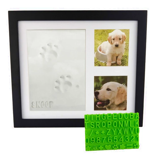 Baby Mushroom Ultimate Dog or Cat Pet Pawprint Keepsake Kit & Wood Picture Frame - Personalized Gift for Pet Lovers and Memorials (Black)
