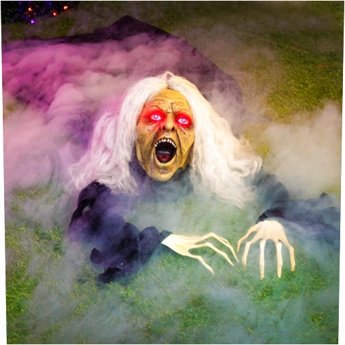 JOYIN Zombie Halloween Decoration Outdoor Witch Groundbreaker Halloween Graveyard Decor Outside, Scary Zombie Props with Sound Effect & Lighted Eyes for Haunted House, Lawn Yard Decorations