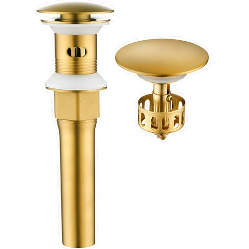 KAIYING Pop Up Drain, Bathroom Sink Drain Stopper with Overflow, Vessel Sink Drain Assembly with Detachable Basket Stopper, Anti-Explosion and Anti-Clogging Drain Strainer (Brushed Brass)