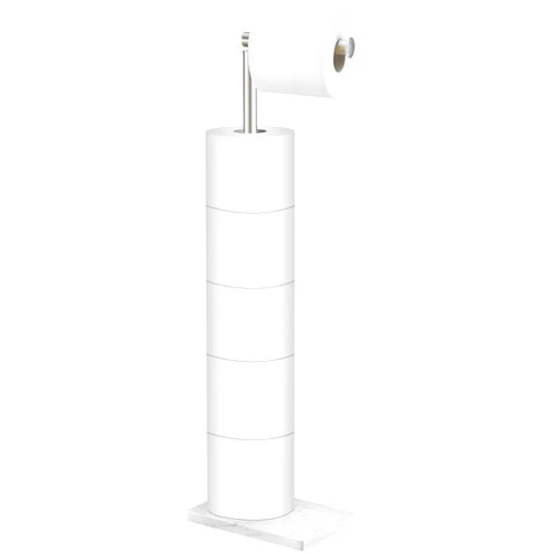 Naturous Toilet Paper Holder Free Standing, 6 Rolls Modern Stainless Steel Standing Bathroom Toilet Paper Roll Holder Stand with Storage Brushed Nickel Tissue Holder, Marble Base, Naturous