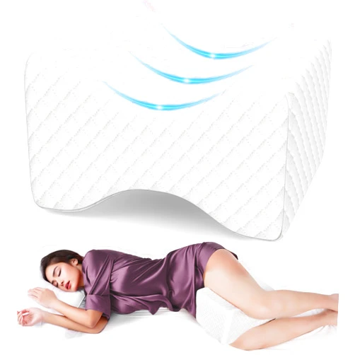 TranquilRelax Knee Pillow for Side Sleepers, Leg Pillow for Side Sleeping, Smooth Pillow for Spine Aligning, Comfortable Memory Foam Pillow for Hip, Back, Sciatica, Knee, Joints Pain (White)