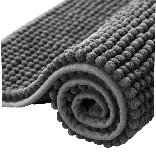 SUBRTEX Bathroom Rugs Chenille Bath Rug Soft Short Plush Bath Mat Soft Shower Mat Water Absorbent Shower Mat Quick Dry Machine Washable(Gray,16