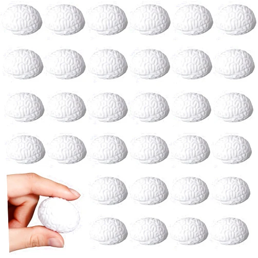 Kasyat 40 Pcs Brain Stress Ball Halloween Brain Toy PU Hand Muscle Exercise Pressure Ball Mini Brain Shaped Ball for Teens Adults Improving Grip Strength Object Recognition Prop Release Pressure