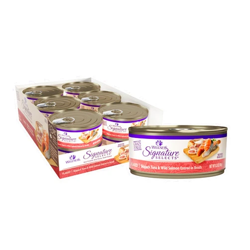Wellness CORE Grain-Free Signature Selects Wet Cat Food, Natural Protein-Rich Recipe, Made with Real Flaked Tuna & Salmon, 5.3oz Cans (Pack of 12)