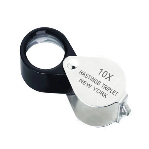 Landtek Hastings Triplet Loupe 10X Jeweler's Loupe with 16mm Triplet Lens Foldable Tiny Loupe Magnifier Gemstone Magnifying Tool with Cloth Bag for Jewelry, Diamond, Coins, Watches and Stamps
