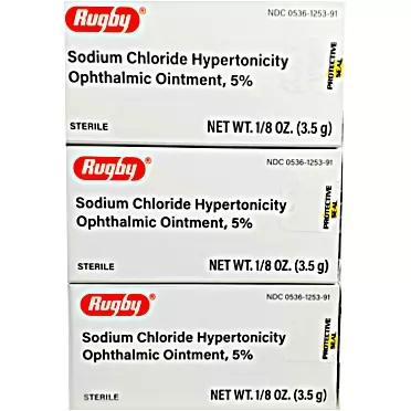 Rugby Sodium Chloride Ophthalmic Ointment 5%, 3.5 gm (Compare to Muro 128) -3 Pack
