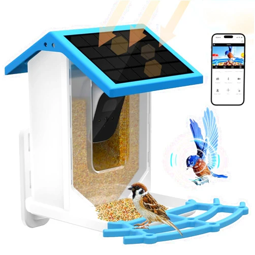 Flyxiregg Bird Feeder with Camera Solar Powered, Bird Watching Camera,Smart AI Identify Bird Species 4 MP HD Auto Capture Bird Videos,2.5L Outside Birdhouse Ideal Gift for Bird Lover with 3W Solar Panel