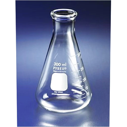 PYREX 125mL Narrow Mouth Erlenmeyer Flasks with Heavy Duty Rim, 12/pk