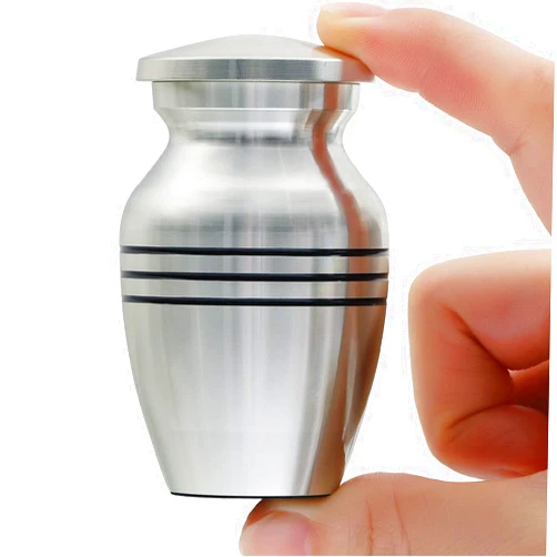 ICOKEE Small Keepsake Urn for Human Ashes or Pet Ashes, Qty 1, Hard Metal Cremation Urn, Mini Funeral Urn, with Velvet Bag