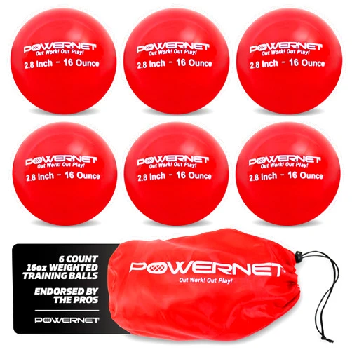 PowerNet Weighted Baseballs for Hitting Training, Baseball Training Equipment for Throwing & Batting, Build Muscle & Strength, 6 Balls 2.8