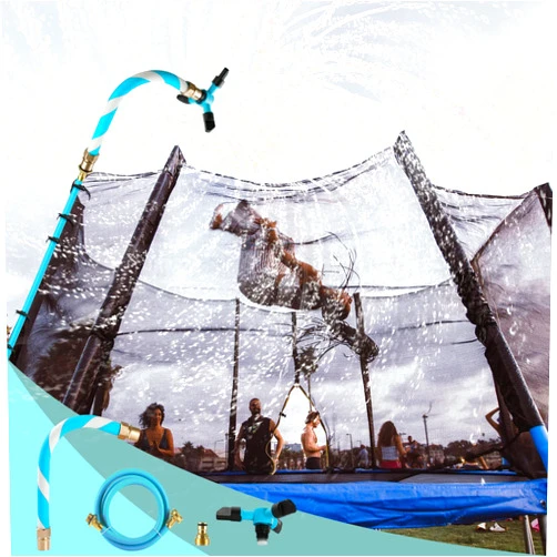 TINPOO Trampoline Sprinkler, Net Friendly Trampoline Water Sprinkler for Kids, 360° Rotating Sprinkler for Trampoline, 5 Minutes Quick Setup Trampoline Accessories for 10-16ft Trampoline,Blue