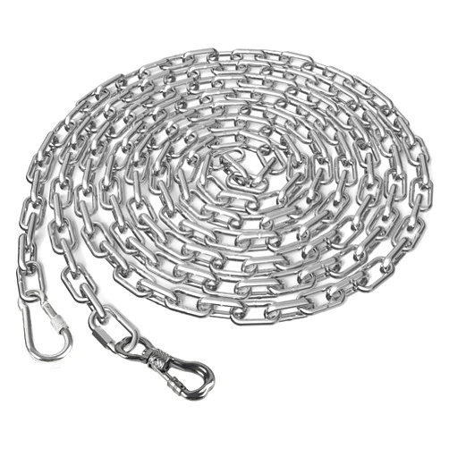 Tresbro Heavy Duty Dog Chains for Outside, 10FT Stainless Steel Tie Out Cable with Swivel Hook for Large Dogs, Metal Chew Proof Pet Runner Chain Leash Lead for Outdoor Camping Hiking Yard, 5MM