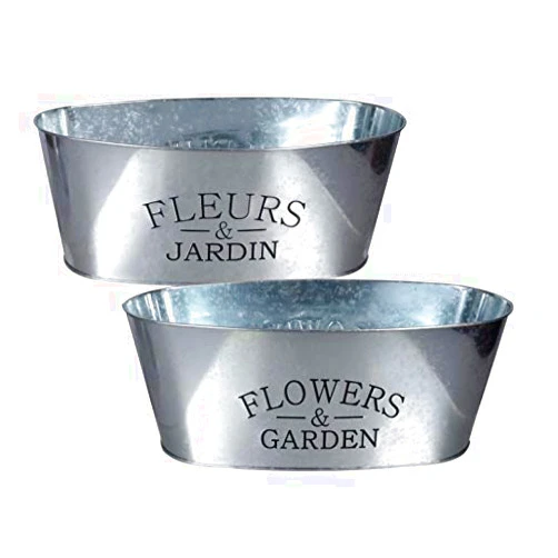 Greenbrier International Steelpangal - 1 Fleurs & JARDINS + 1 Flowers & Garden Aluminum Oval Planters, Decorating for Bath, Kitchen, Bedroom, Livingroom, Party *Bonus Pot Hugger