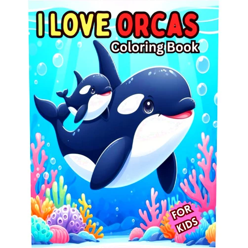 Kadri Noha I Love Orcas Coloring Book For Kids: Orca Coloring Pages For Kids Ages 4-8 or 8-12, 30 Beautiful Illustrations Of Orcas, Whale Designs For Girls and Boys