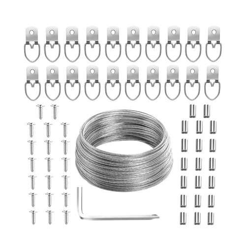 Mr. Pen- Picture Hanging Wire Kit, 100Ft Picture Wire Hanging, D Rings Picture Hanging, Picture Frame Hanging Kit, Picture Frame Wire, Wall Hanging Kit, Wire for Hanging Pictures, Painting Hanging Kit