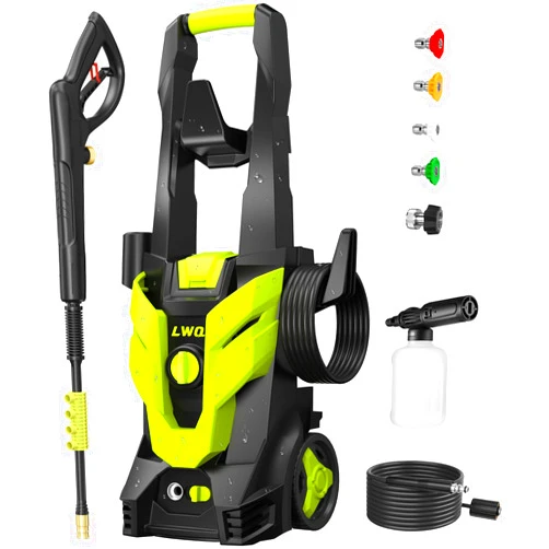 LWQ Electric Pressure Washer, 4200 PSI 2.5 GPM Power Washer with 4 Quick Connect Nozzles, High Pressure Cleaning Machine with Foam Cannon for Cars/Fences/Driveways/Patios/Home Cleaning