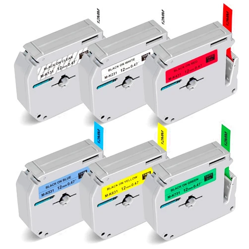 NodiSem Labeling Tape 12mm 0.47 Compatible with Brother P Touch M Tape MK131 MK231 MK431 MK531 MK631 MK731 Work for Brother P-Touch Label Maker PT-M95 PT-90 PT-85 PT-70 PT-65, 6-Pack