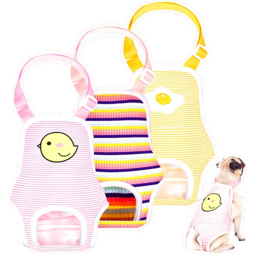 Nuanchu 3 Pcs Female Dog Diapers with Suspenders, Washable Reusable Adjustable Dog Sanitary Panties Cute Female Dog Underwear Puppy Dog Period Diapers for Female Dogs (Cute Pattern, M)