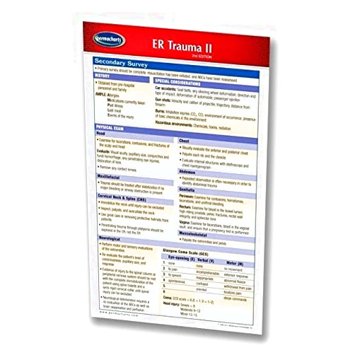 By Permacharts (Author) ER Trauma II Guide - Emergency Medicine Pocket Chart - Medical Quick Reference Guide by Permacharts
